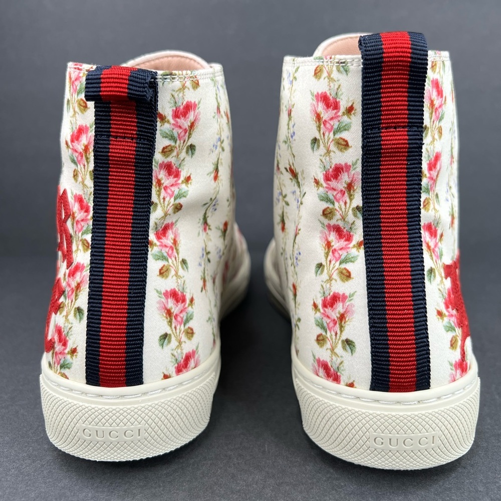 Gucci Major Blind For Love Rose Serie Print Satin High Top Floral Sneakers EU 38 - Picture 7 of 13